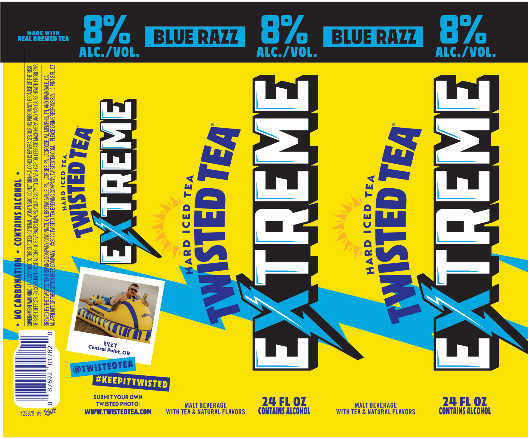 TABC label artwork for Twisted Tea Extreme Blue Razz