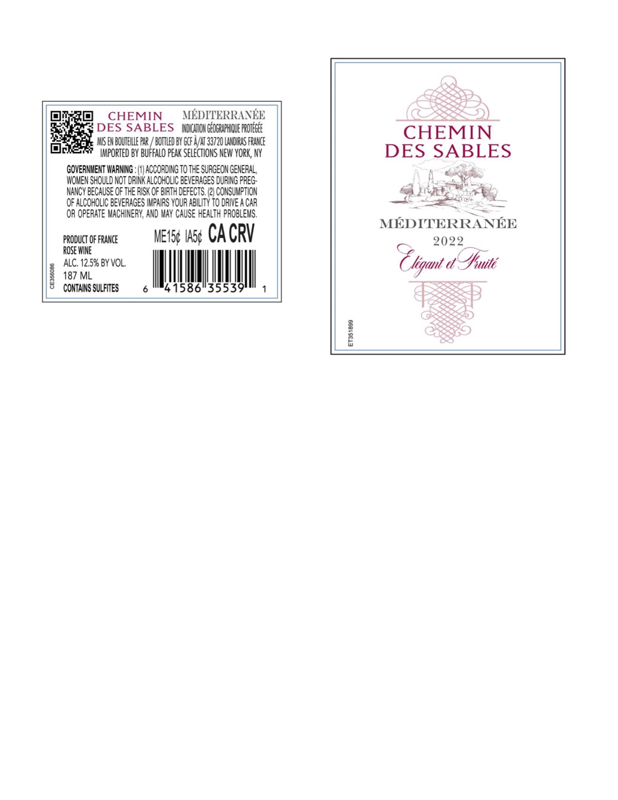 TABC label artwork for Chemin des Sables Rose IGP Mediterranee