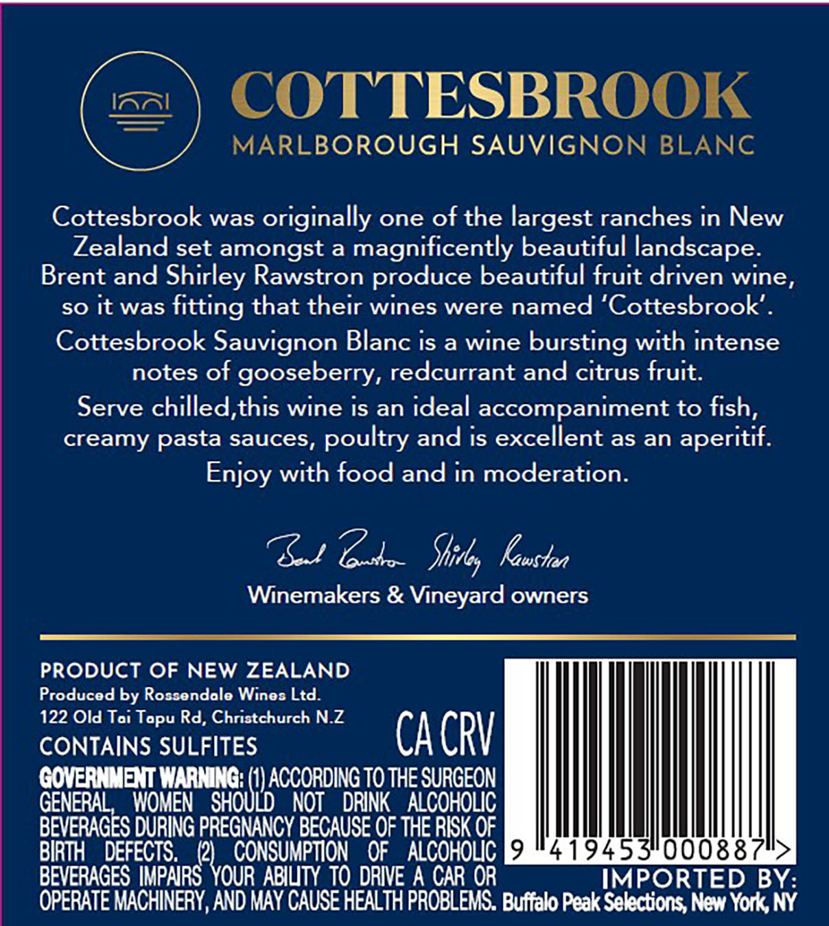 TABC label artwork for Cottesbrook Marlborough Sauvignon Blanc