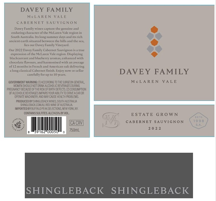 TABC label artwork for Davey Family Cabernet Estate