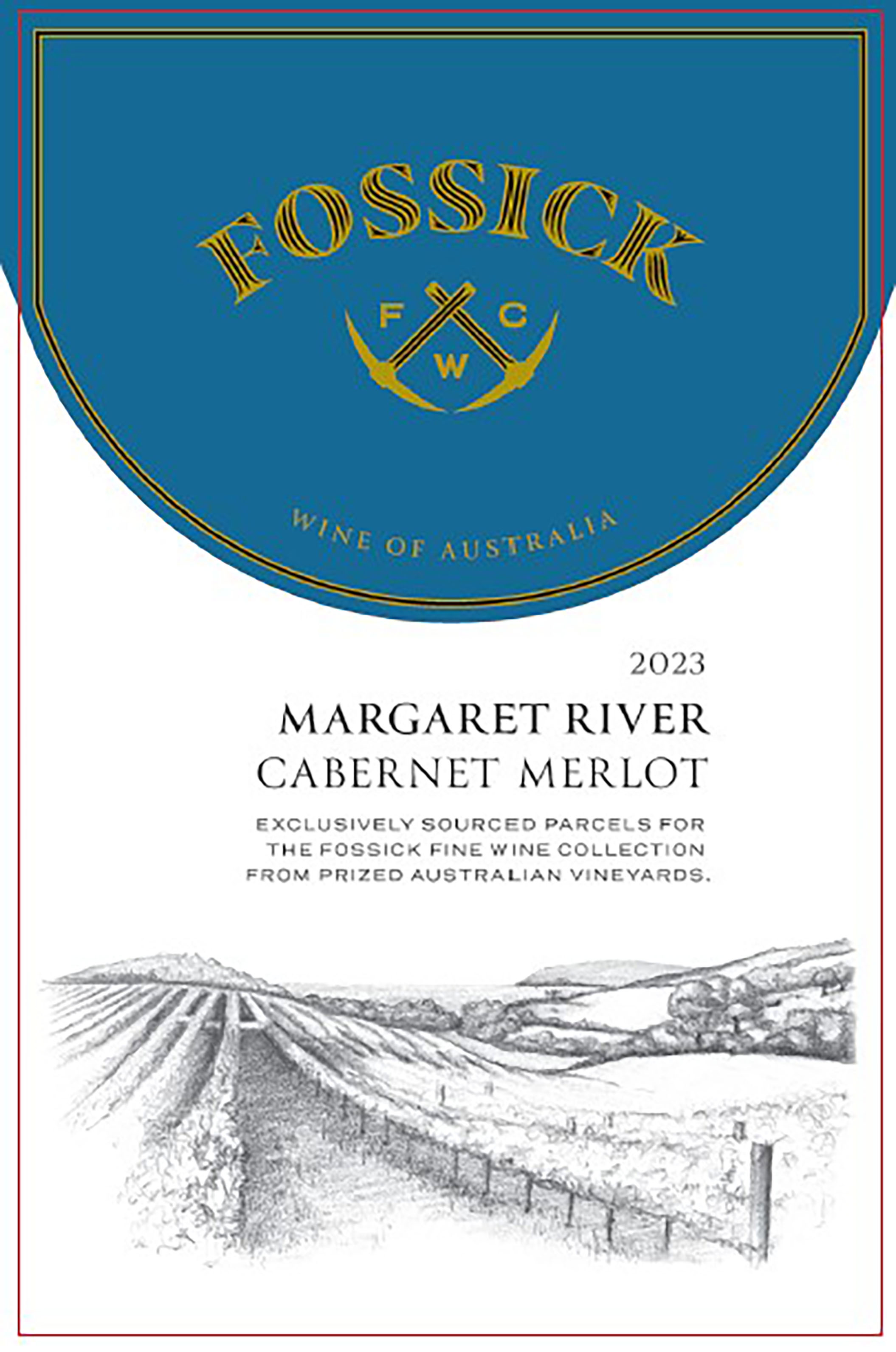 TABC label artwork for Fossick Margaret River Cabernet Sauvignon Merlot