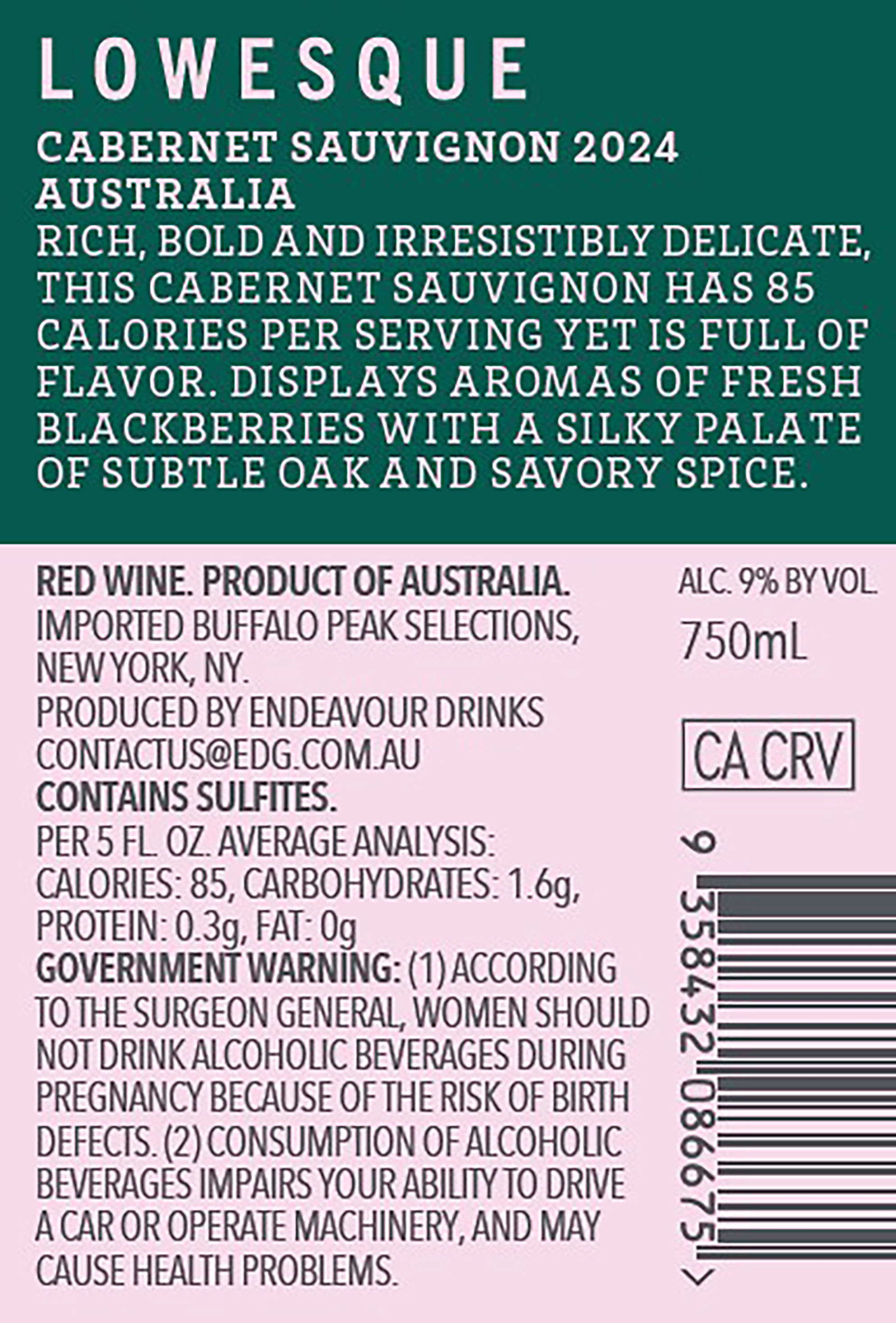 TABC label artwork for Lowesque Cabernet Sauvignon
