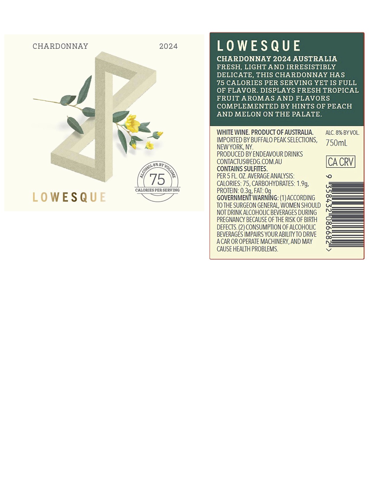 TABC label artwork for Lowesque Chardonnay
