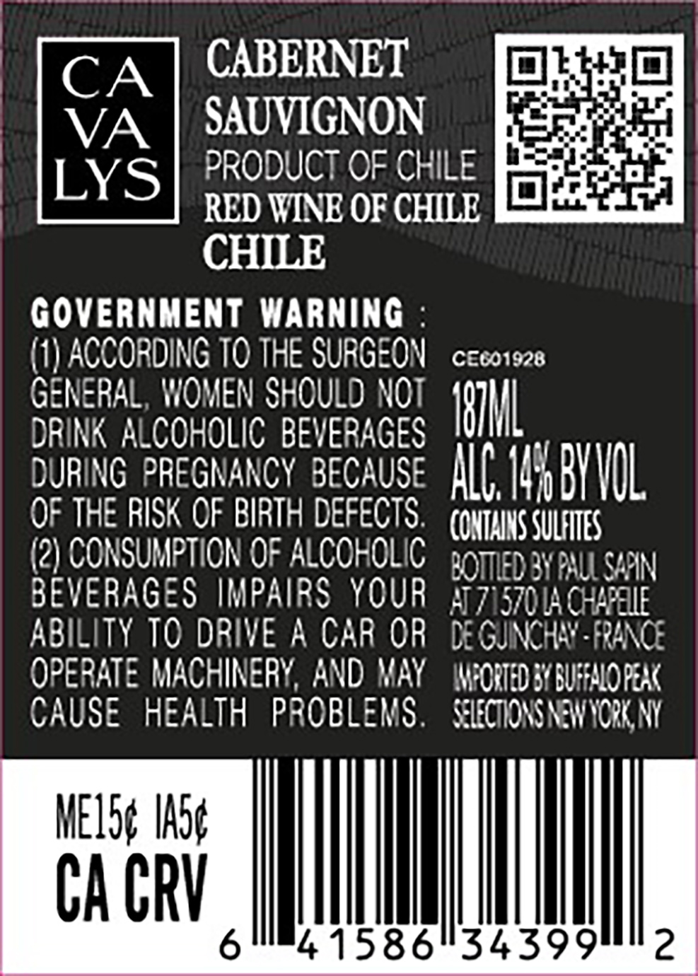 TABC label artwork for Cavalys Cabernet Sauvignon
