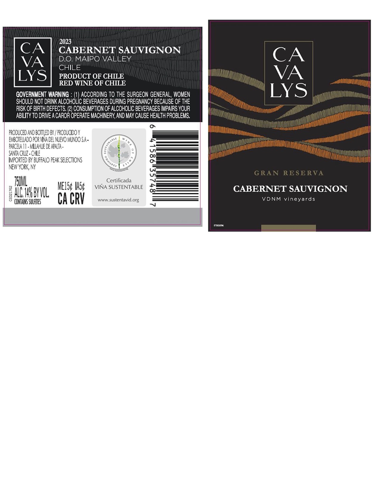 TABC label artwork for Cavalys Cabernet Sauvignon