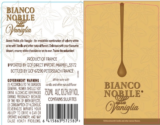 TABC label artwork for Nobile Bianco Vanilla
