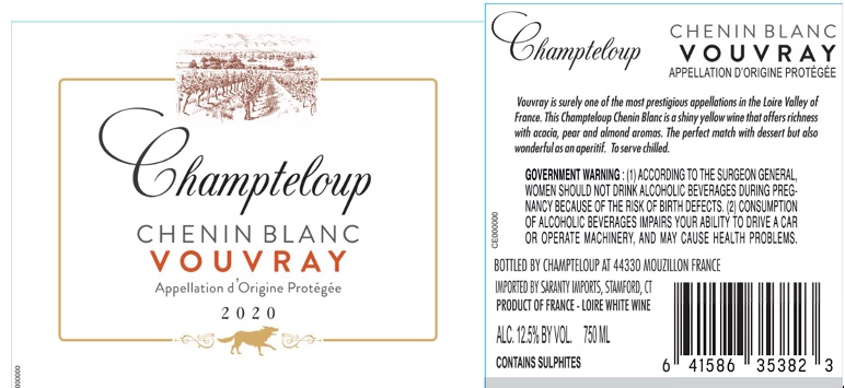 TABC label artwork for Champteloup Chenin Blanc Vouvray