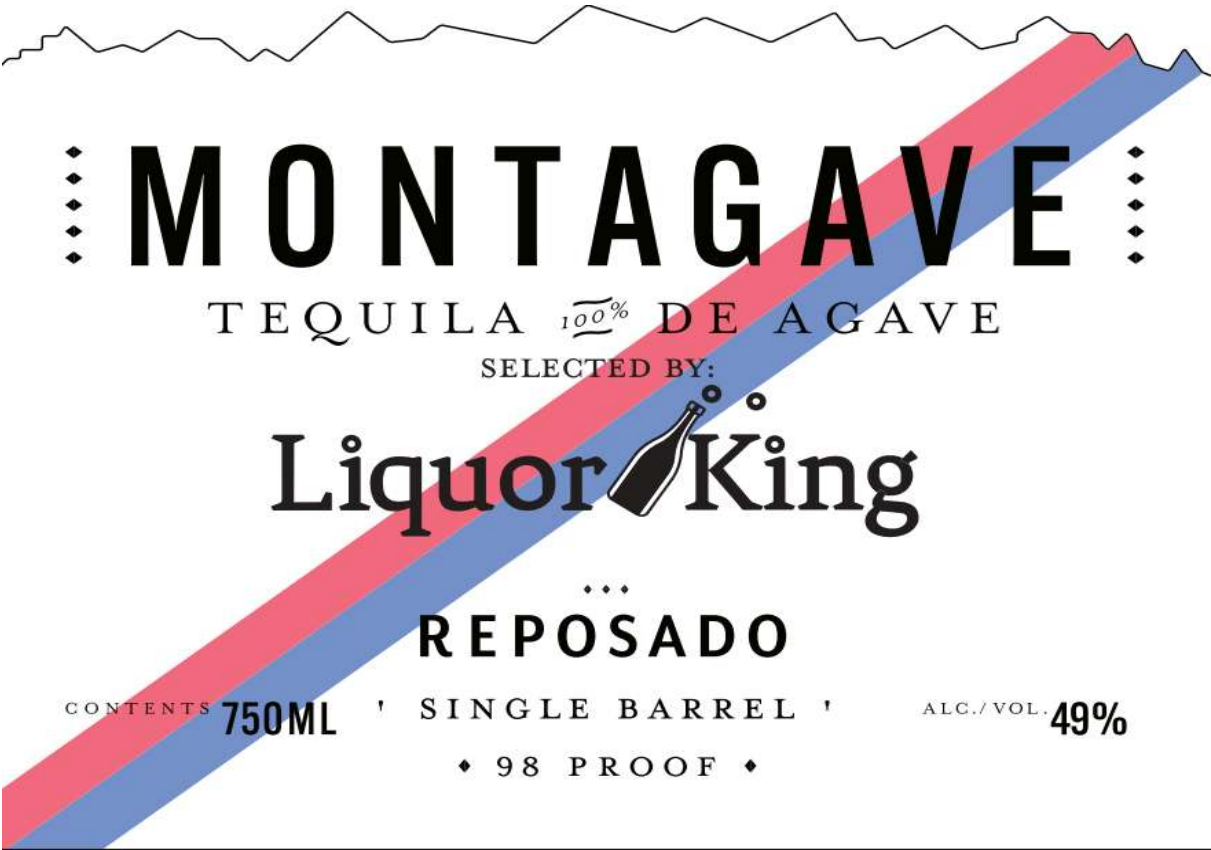 TABC label artwork for Montagave Tequila 100% De Agave Liquor King Reposado Single Barrel