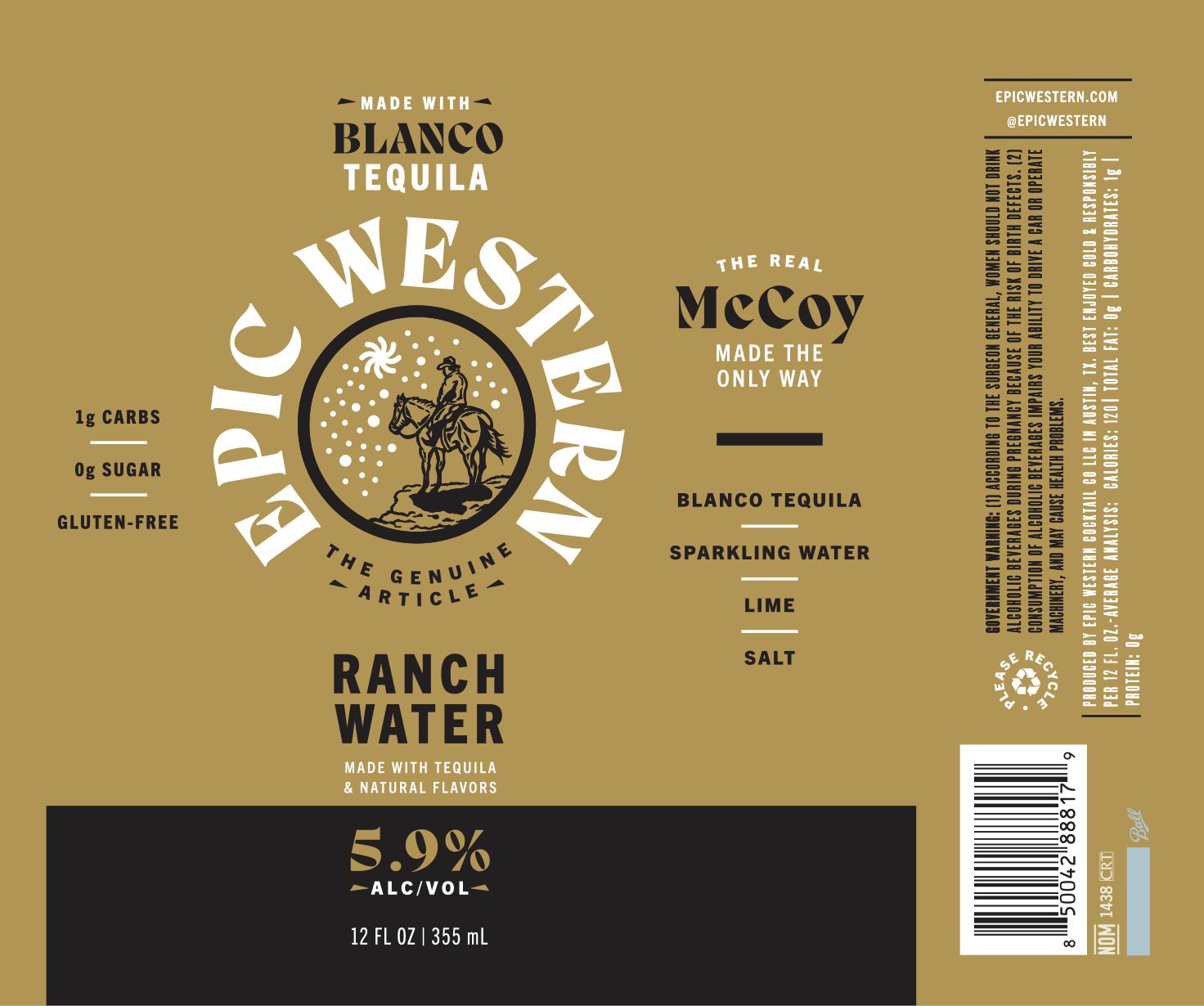 TABC label artwork for Epic Western Ranch Water - under contract