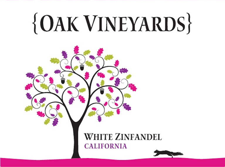TABC label artwork for Oak Vineyards White Zinfandel California