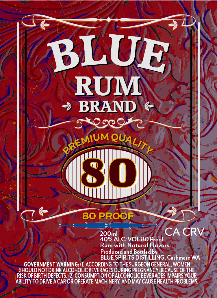 TABC label artwork for Blue Rum Brand