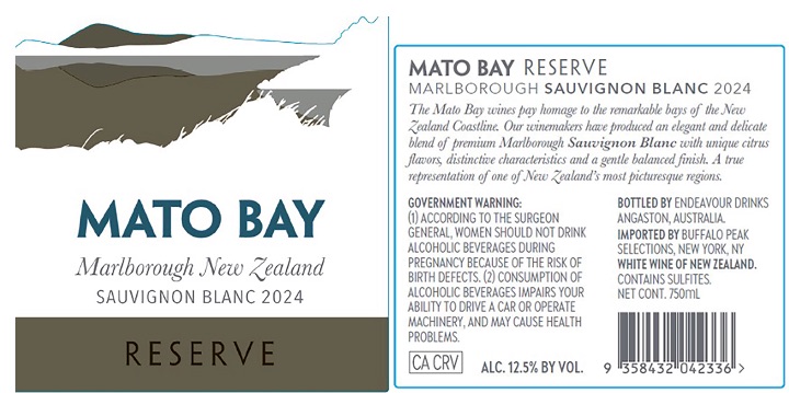 TABC label artwork for Mato Bay Reserve Marlborough Sauvignon Blanc