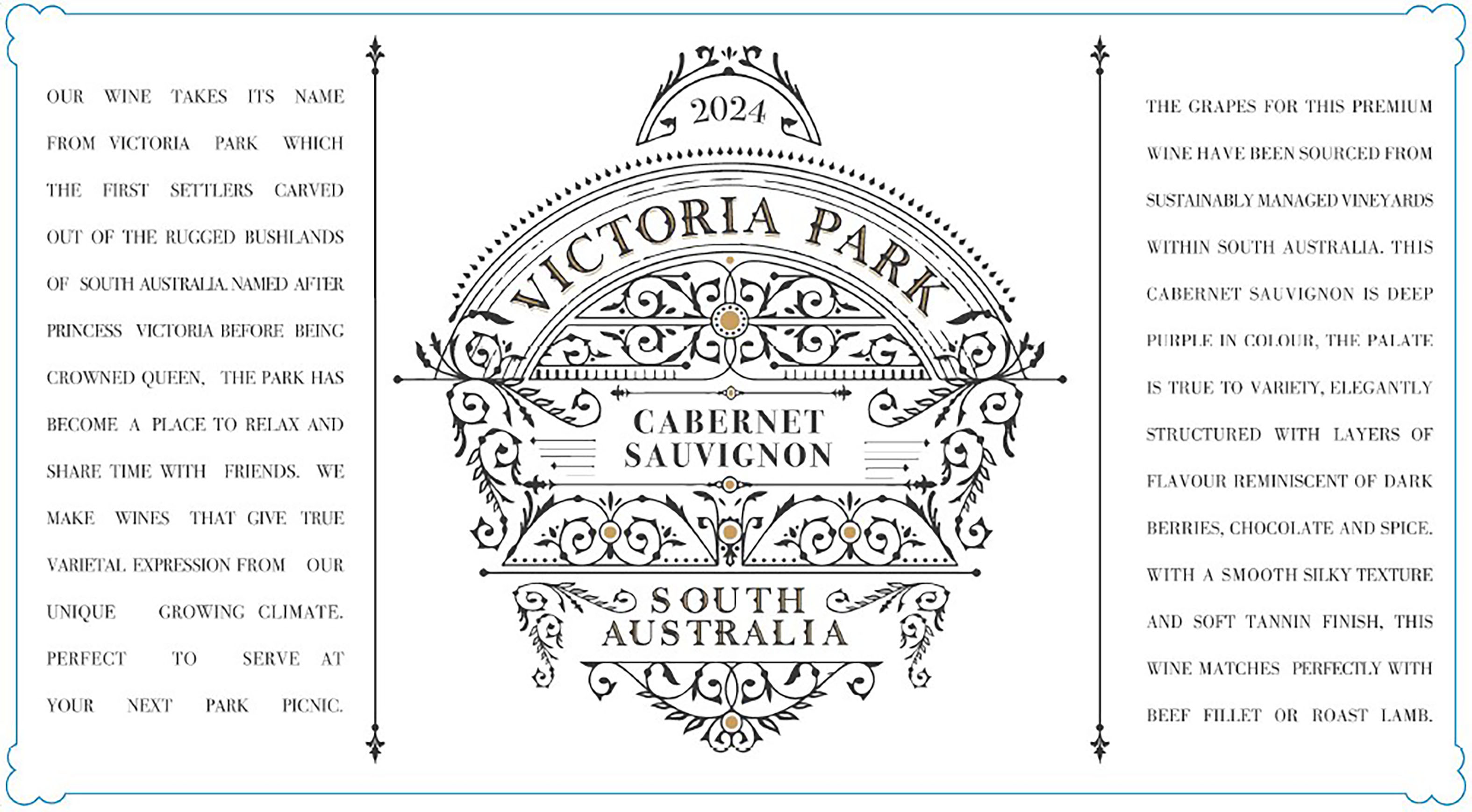TABC label artwork for Victoria Park Cabernet Sauvignon by Yalumba