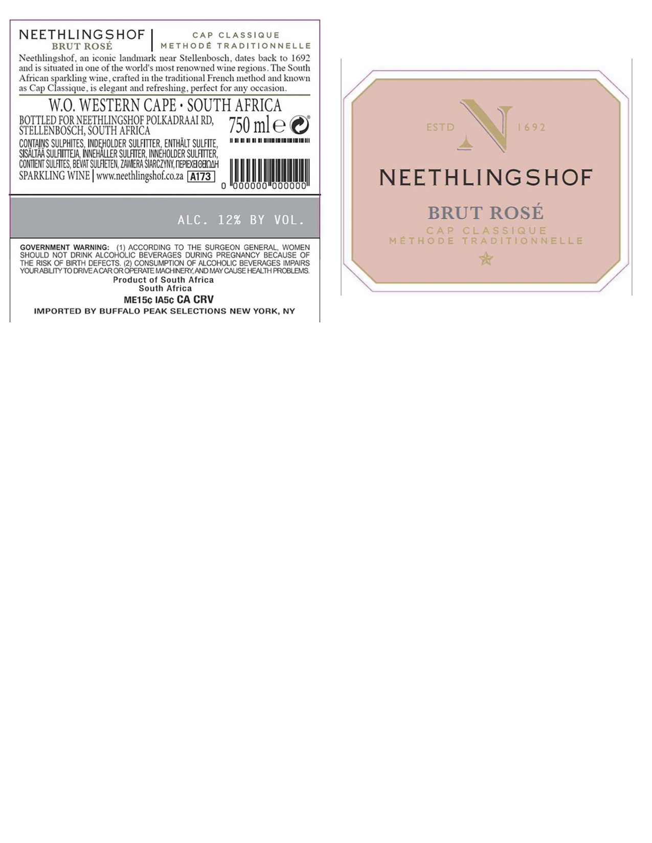 TABC label artwork for Neethlinghof Cap Classique Brut Rose