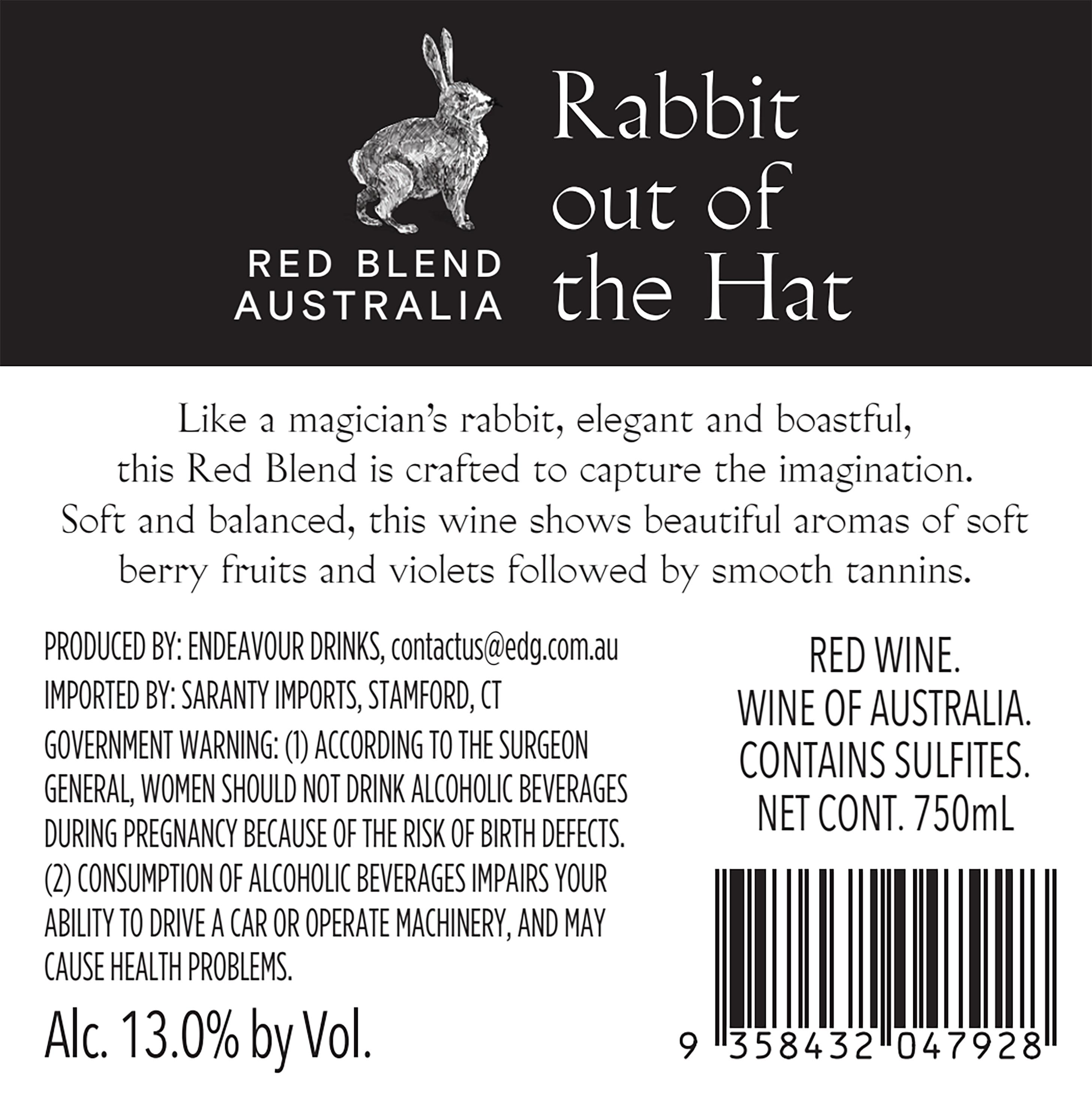 TABC label artwork for Rabbit Out of The Hat Red Blend