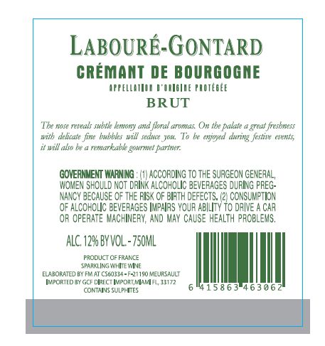 TABC label artwork for Laboure Gontard Cremant De Bourgogne Brut Sparkling Wine