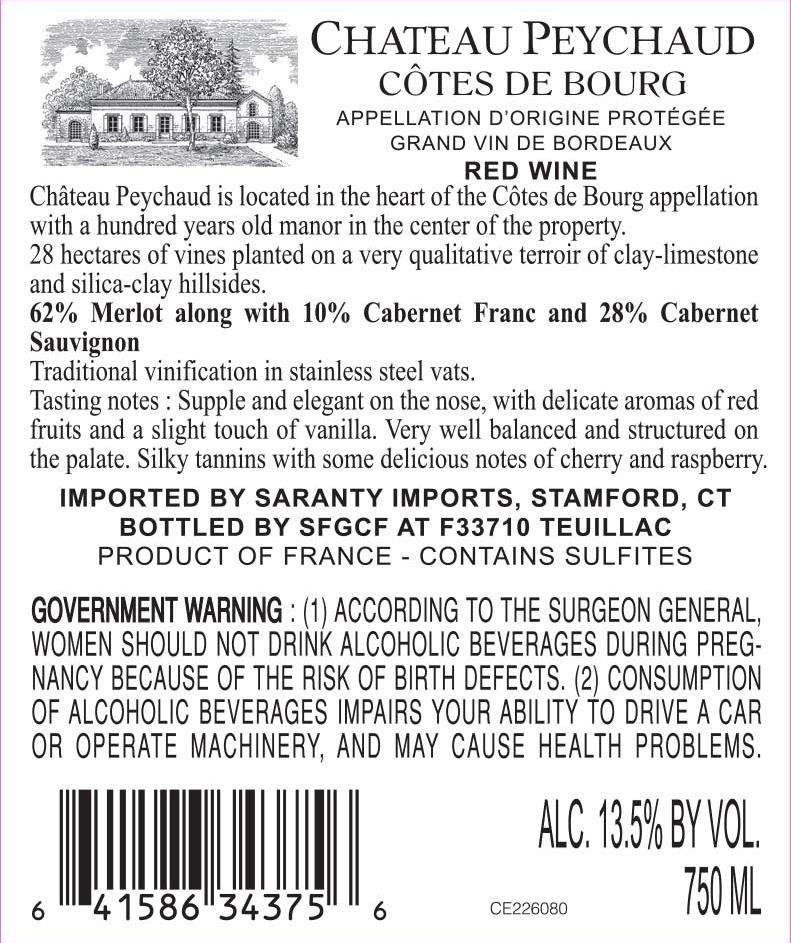 TABC label artwork for Chateau Peychaud Cotes de Bourg