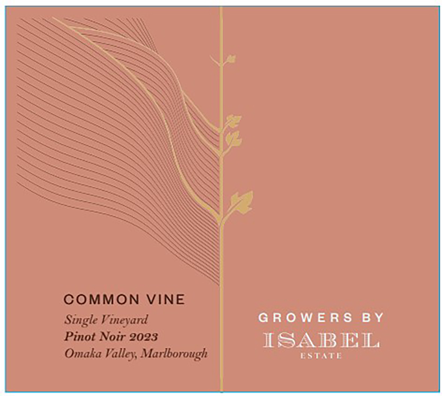 TABC label artwork for Common Vine Raupo Vineyard Omaka Valley Pinot Noir