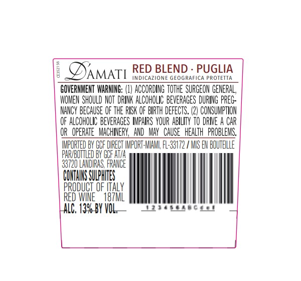 TABC label artwork for D'Amati Red Blend