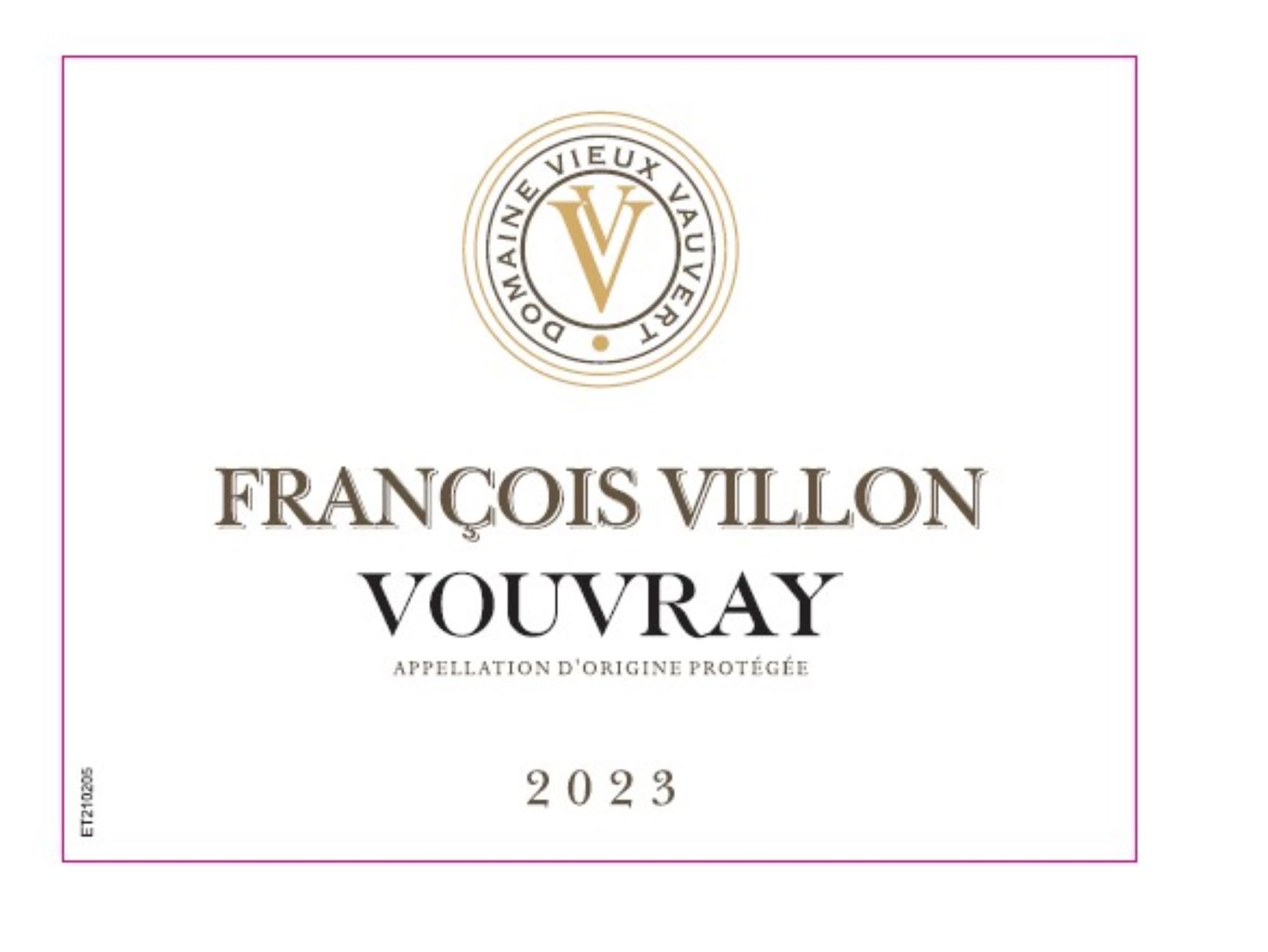 TABC label artwork for Domaine Francois Villon White Wine Vouvray