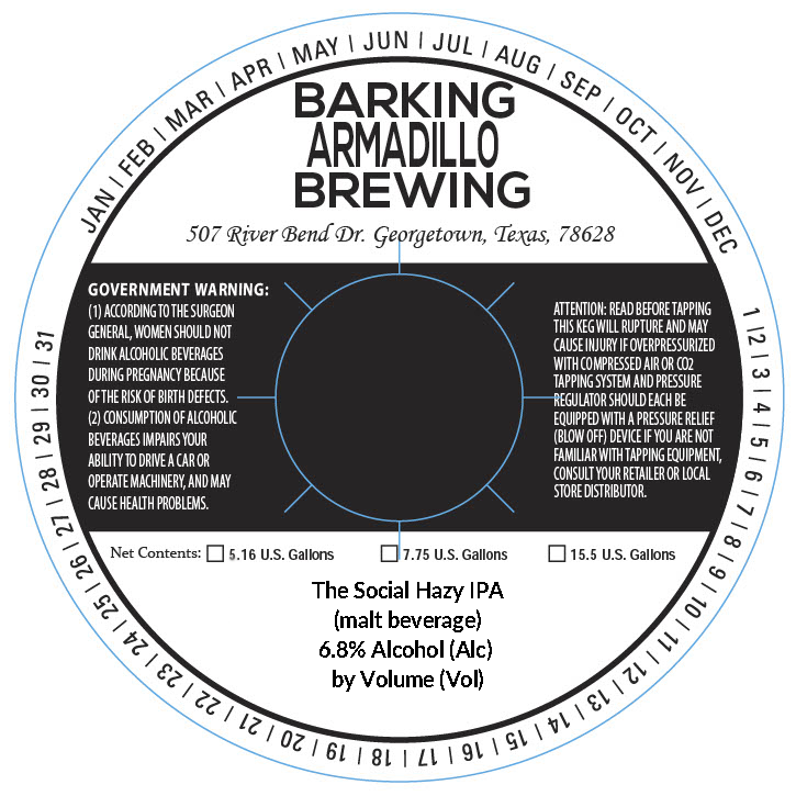 TABC label artwork for Social Hazy IPA