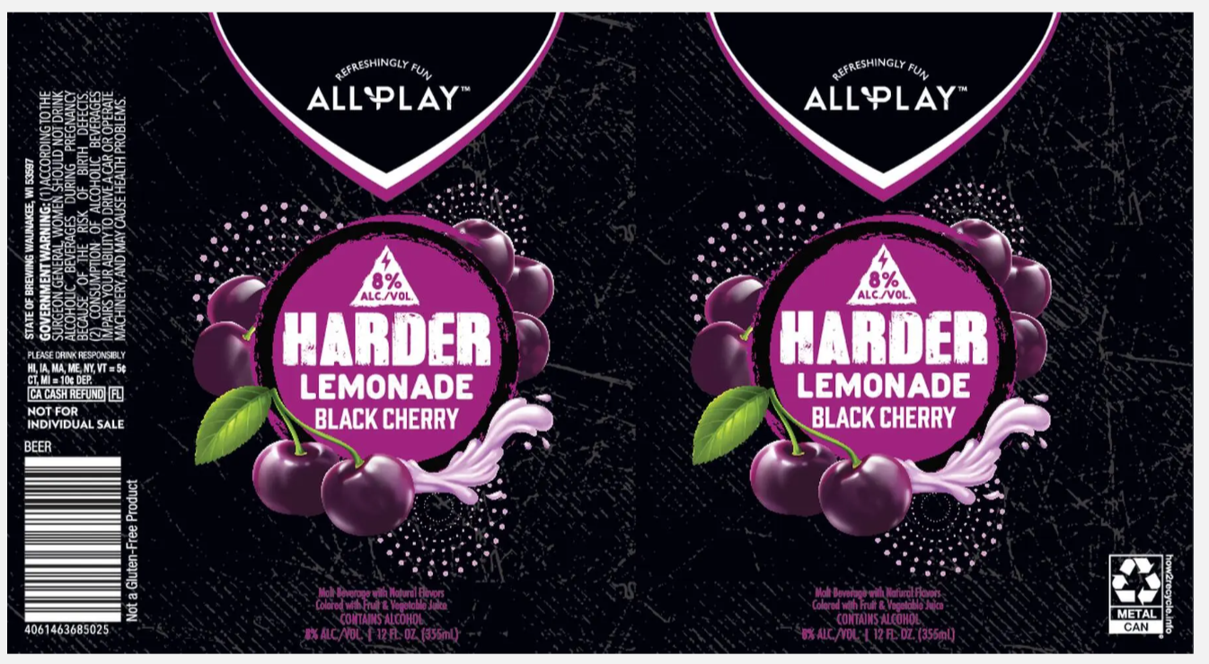 TABC label artwork for State of Brewing All Play Harder Lemonade Black Cherry