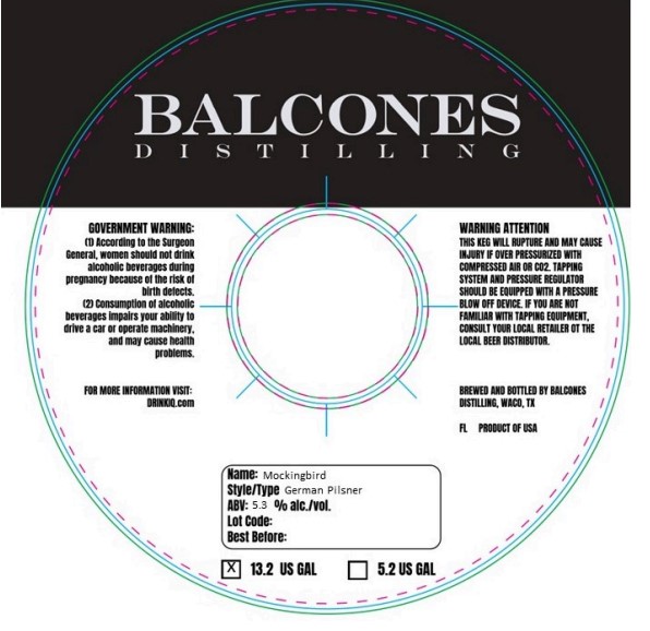 TABC label artwork for Balcones Mockingbird German Pilsner