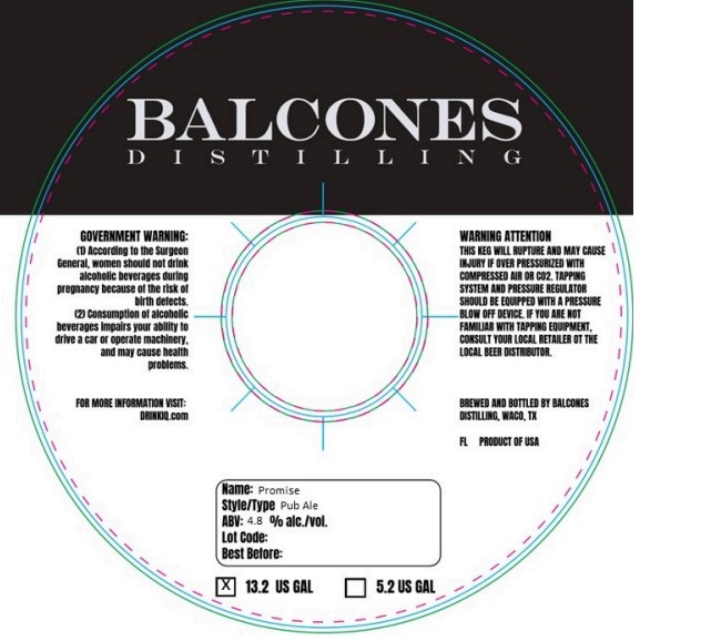 TABC label artwork for Balcones Promise Pub Ale