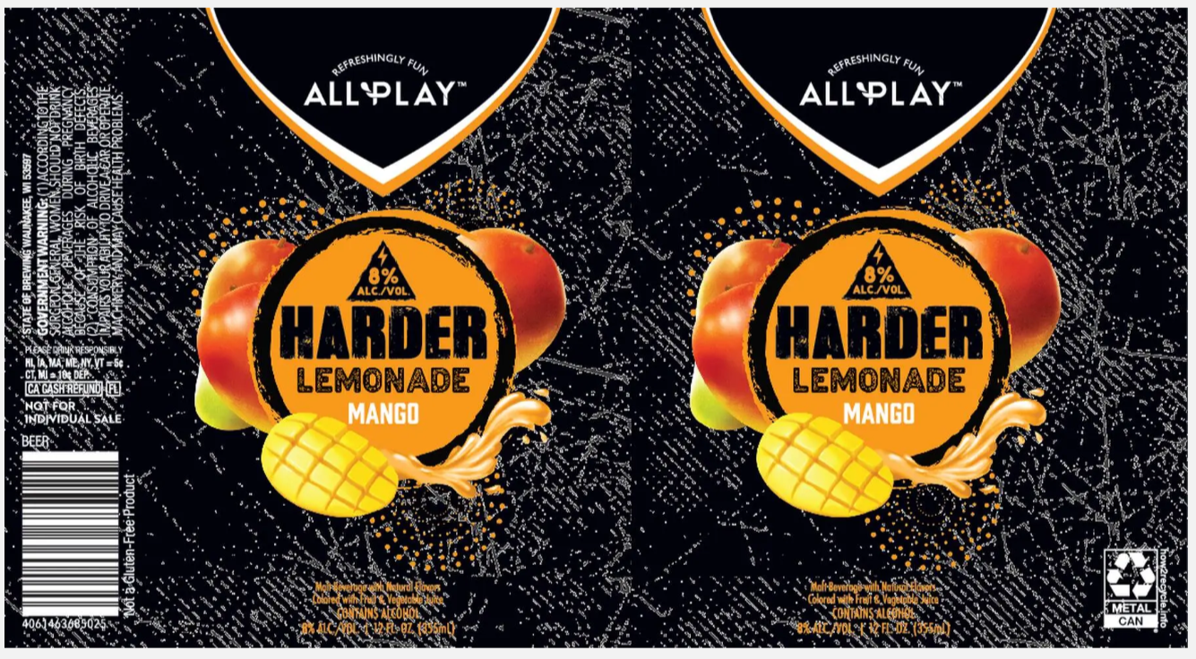 TABC label artwork for State of Brewing All Play Harder Lemonade Mango