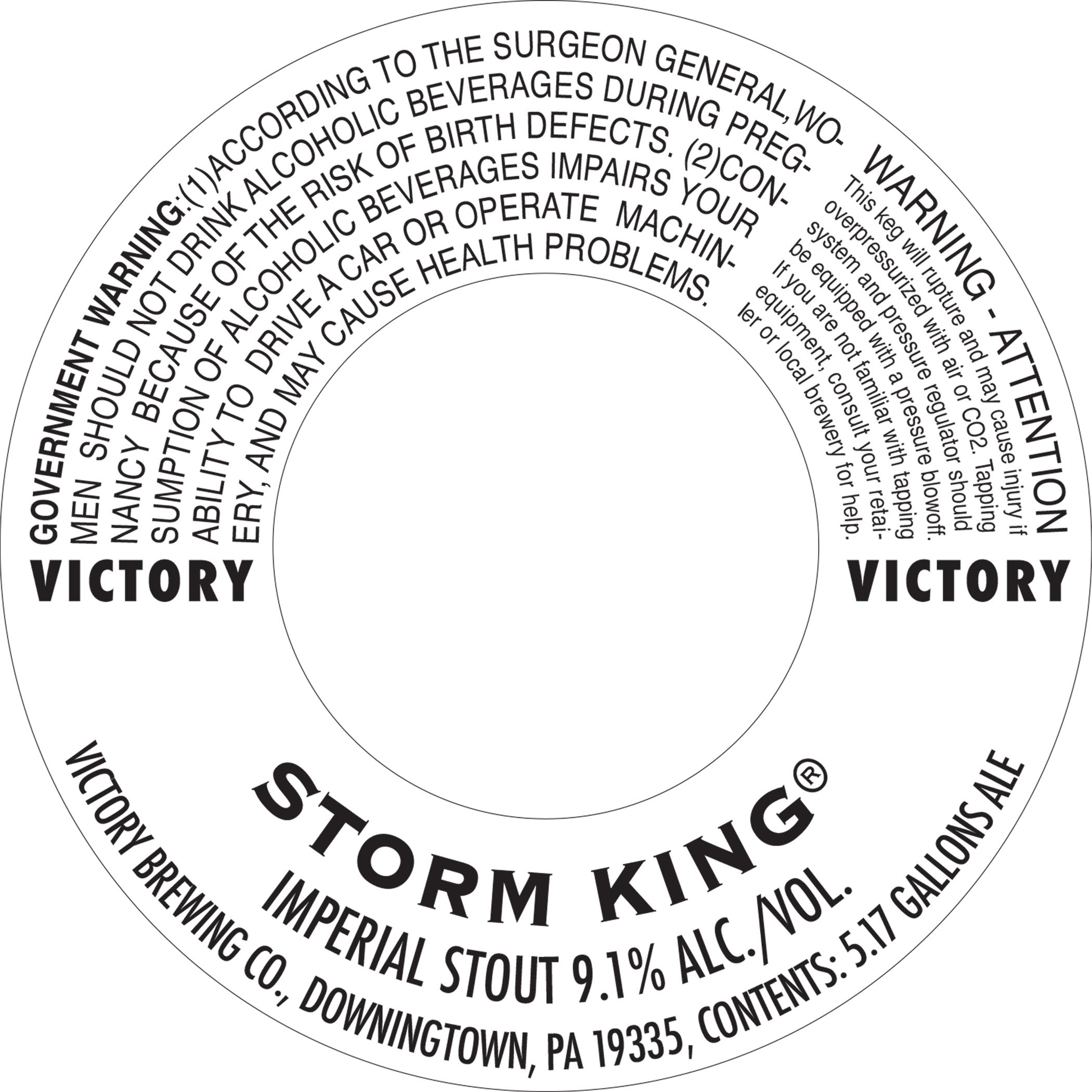 TABC label artwork for VICTORY STORM KING (KEG COLLAR)