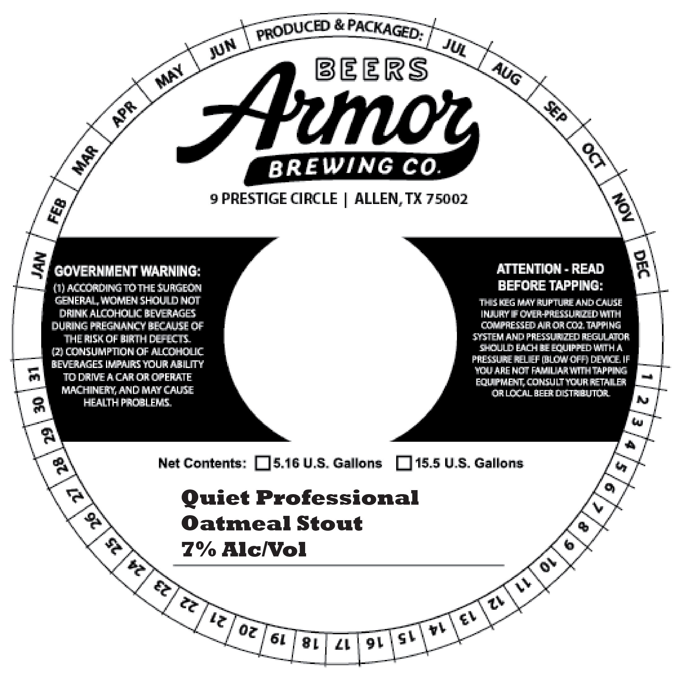 TABC label artwork for ARMOR BREWING CO QUIET PROFESSIONAL