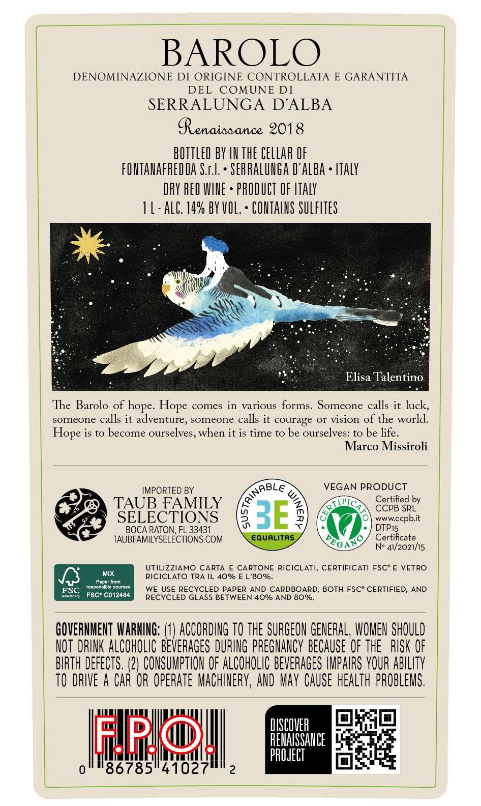 TABC label artwork for FONTANAFREDDA SERRALUNDA D'ALBA BAROLO