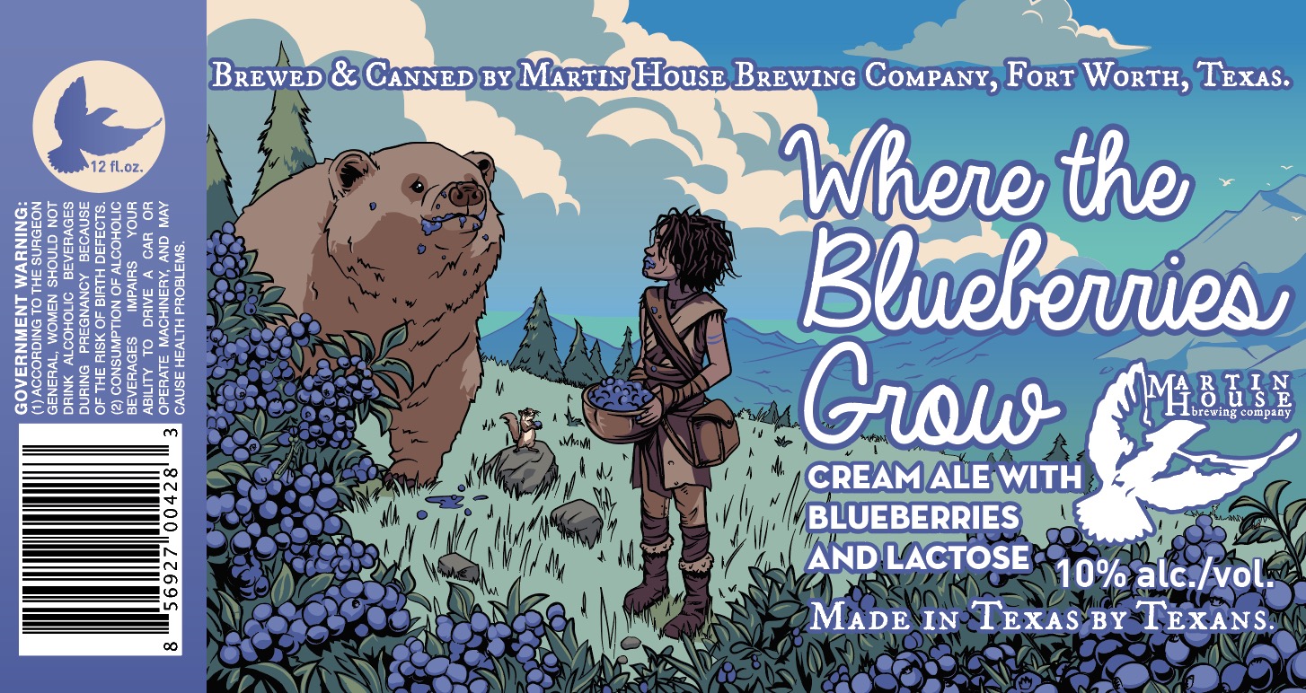 TABC label artwork for Where the Blueberries Grow Can