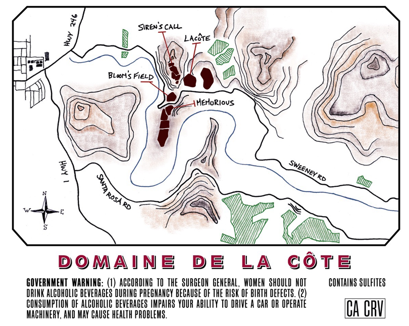 TABC label artwork for DOMAINE DE LA COTE PINOT NOIR STA. RITA HILLS MEMORIOUS ESTATE GROWN