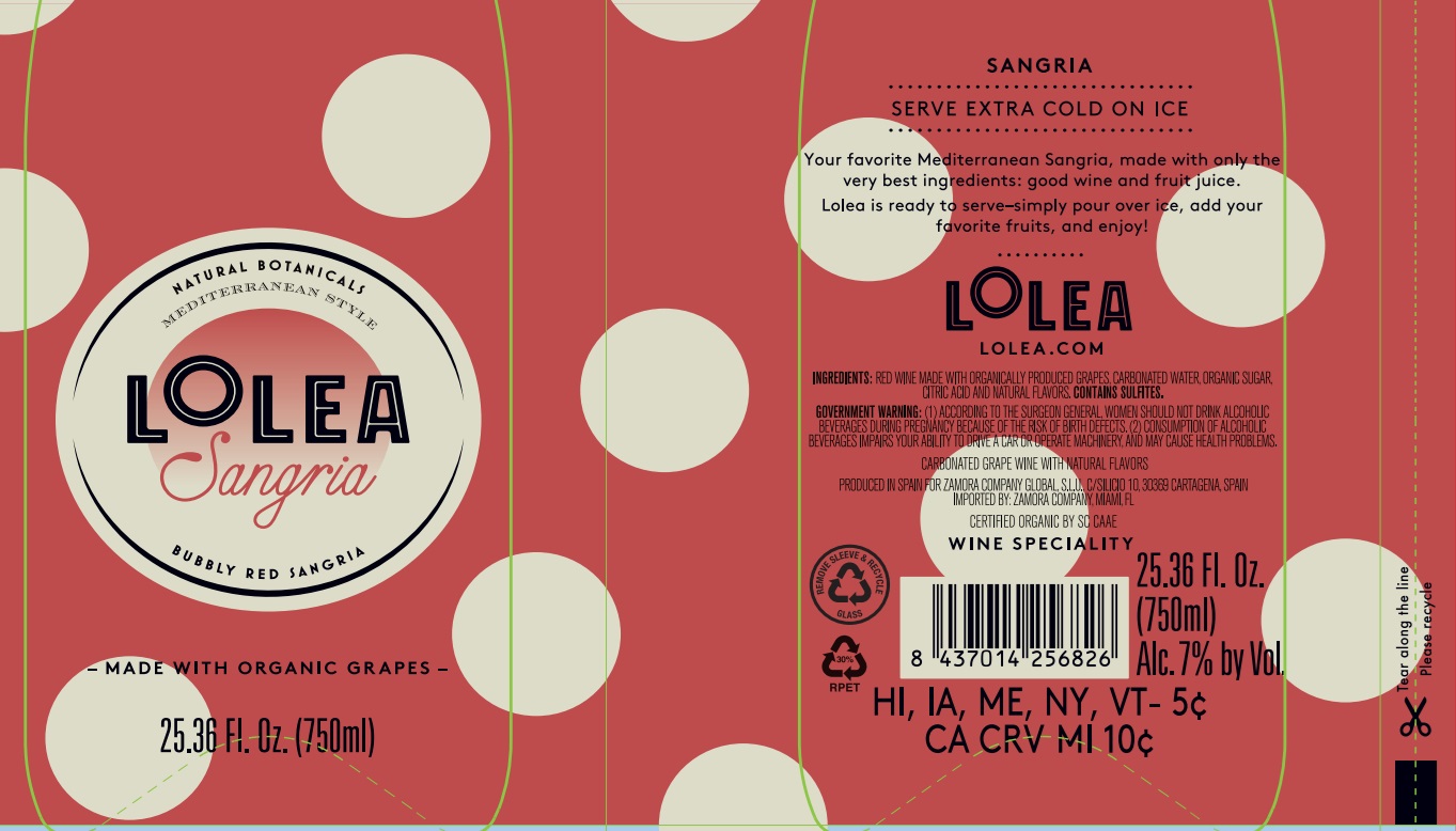 TABC label artwork for Lolea Sangria With Organic Grapes