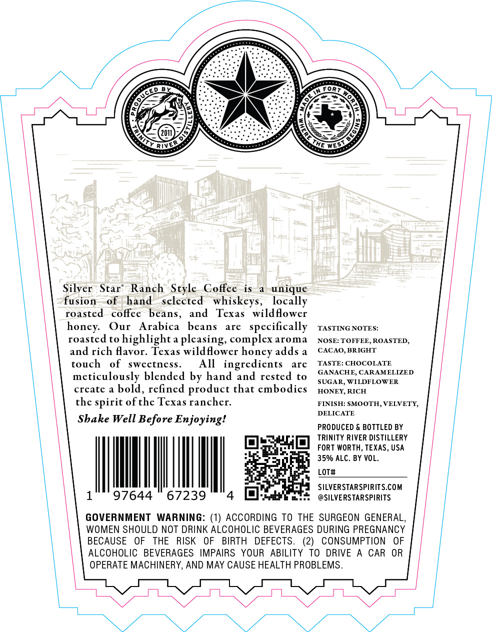 TABC label artwork for Silver Star Ranch Style Coffee