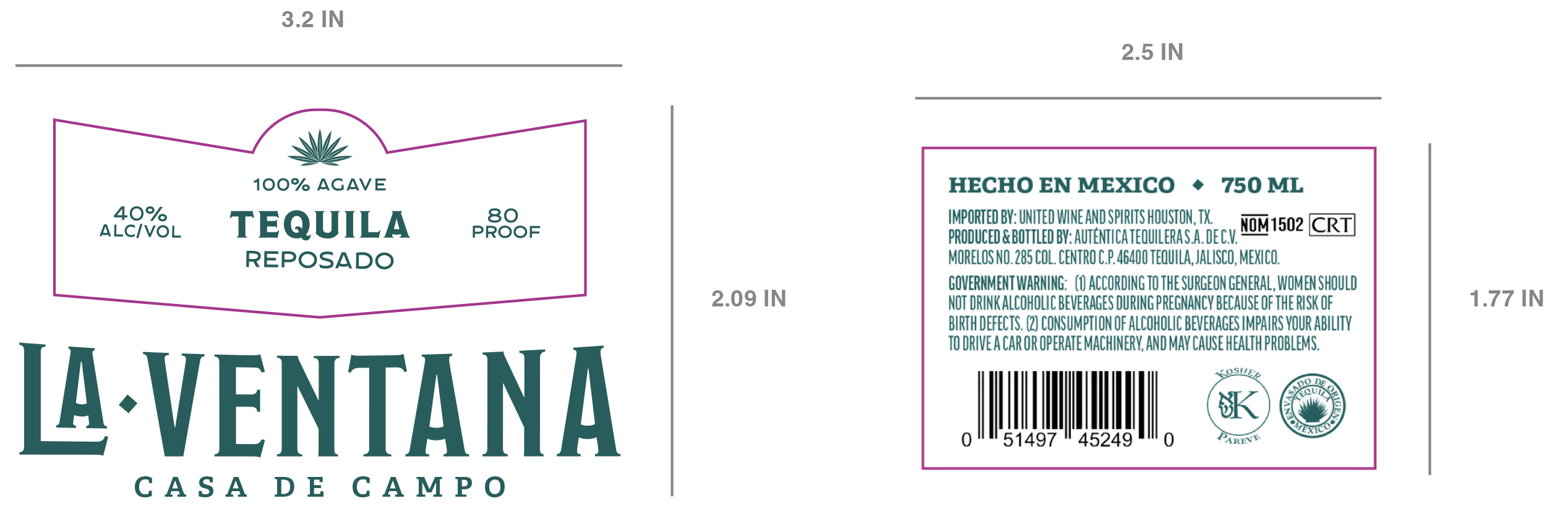 TABC label artwork for LA VENTANA CASA DE CAMPO REPOSADO