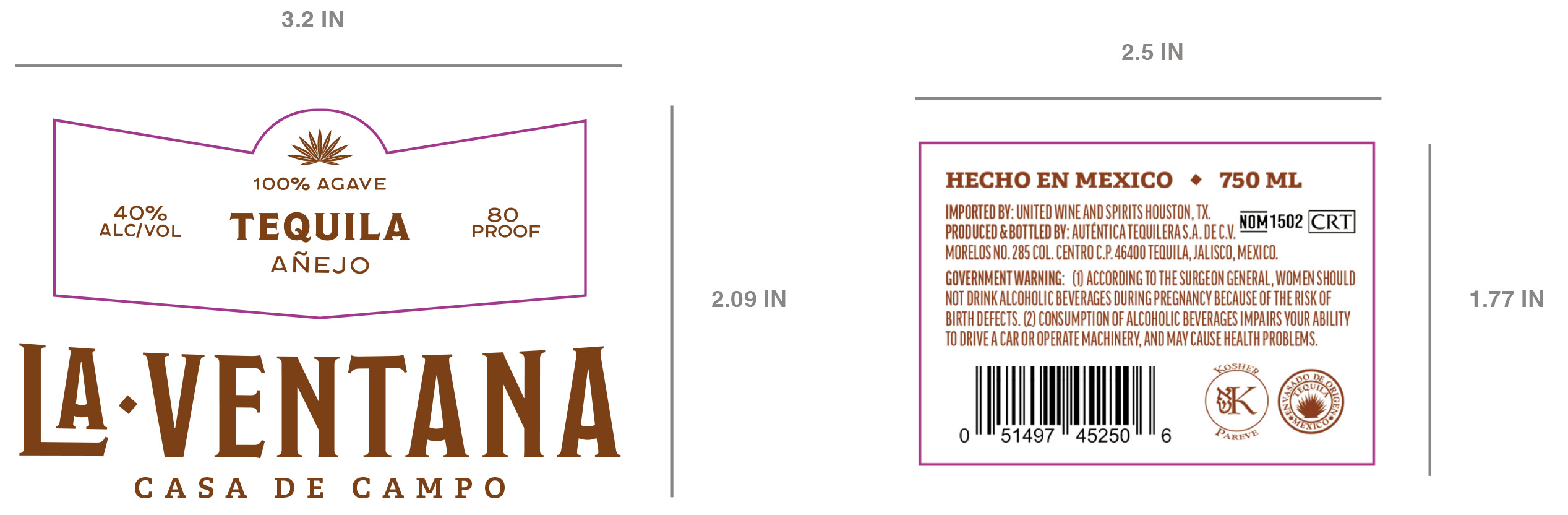 TABC label artwork for LA VENTANA CASA DE CAMPO AÑEJO