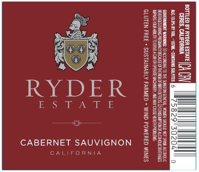 TABC label artwork for Ryder Estate Cabernet Sauvignon California