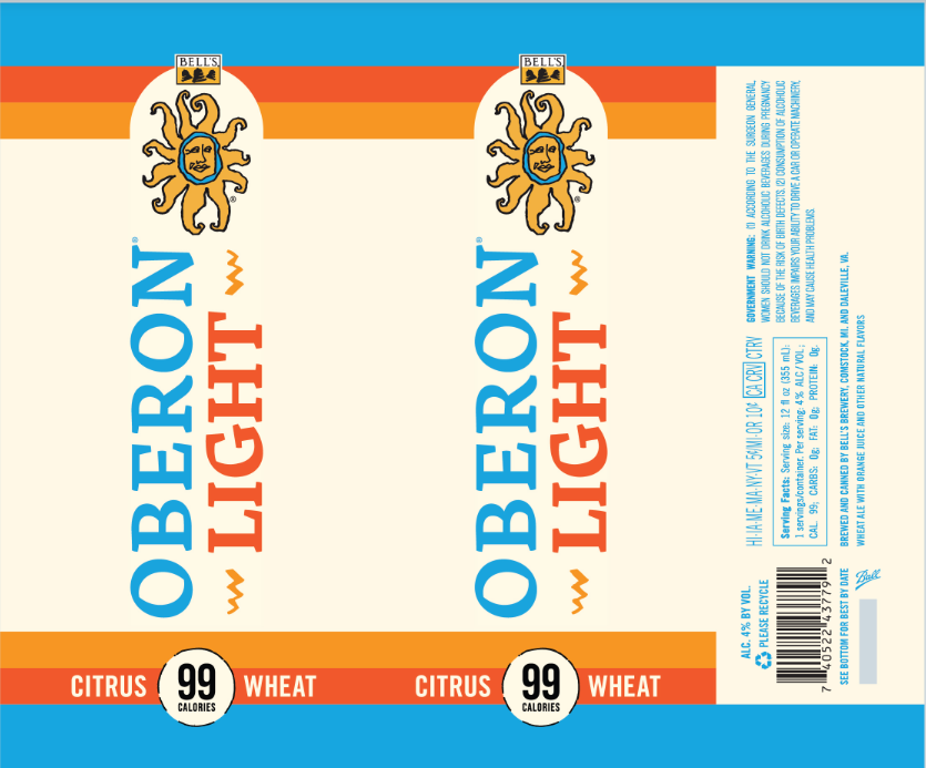 TABC label artwork for OBERON LIGHT