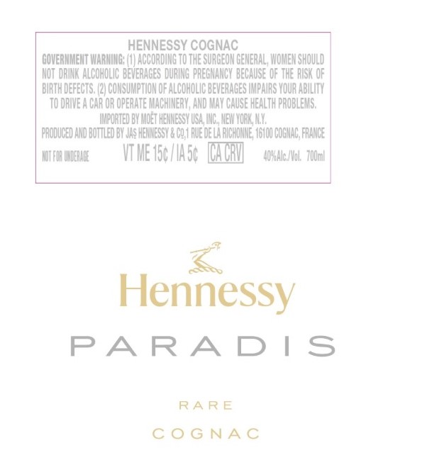 TABC label artwork for Hennessy Paradis Golden Edition 700ml