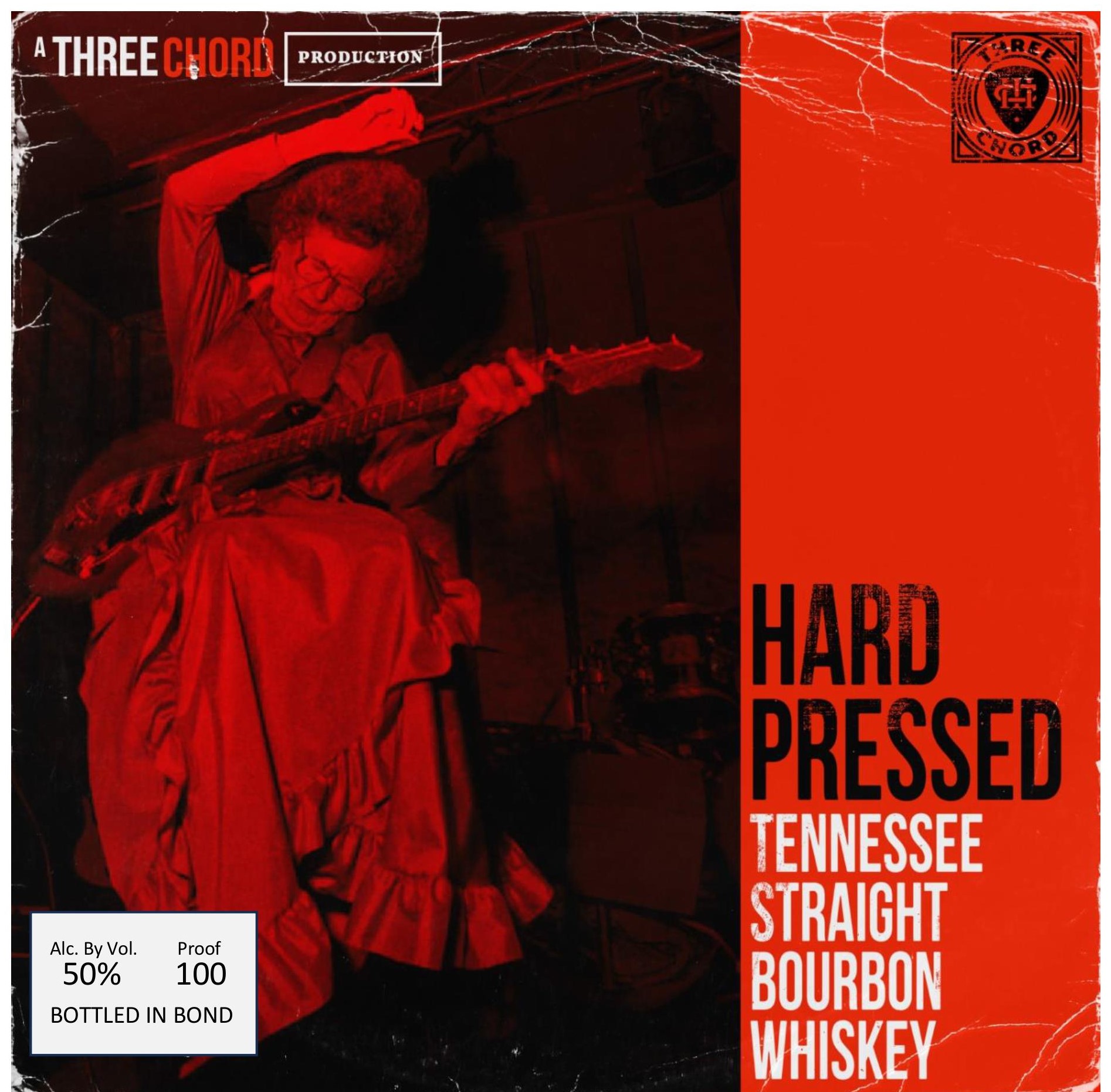 TABC label artwork for Three Chord Hard Pressed Tennessee Straight Bourbon Whiskey