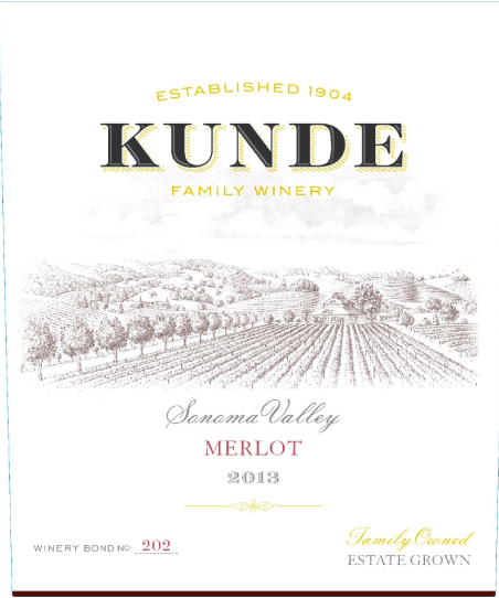 TABC label artwork for Kunde Estate Grown Merlot Sonoma Valley