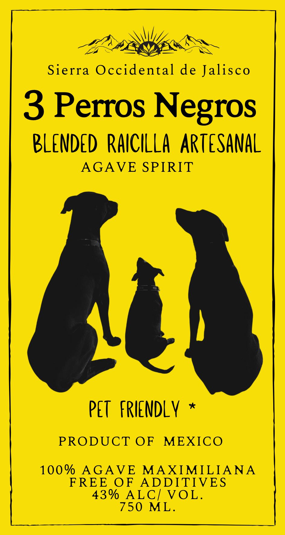 TABC label artwork for 3 PERROS NEGROS