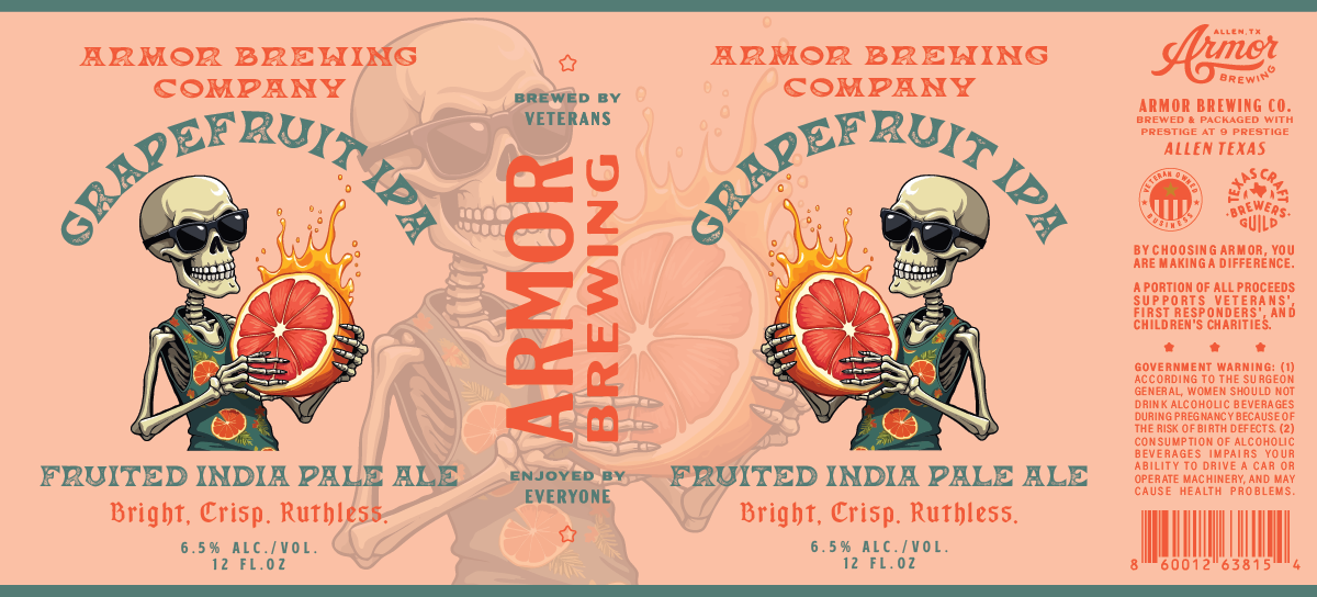 TABC label artwork for Armor Brewing Grapefruit IPA