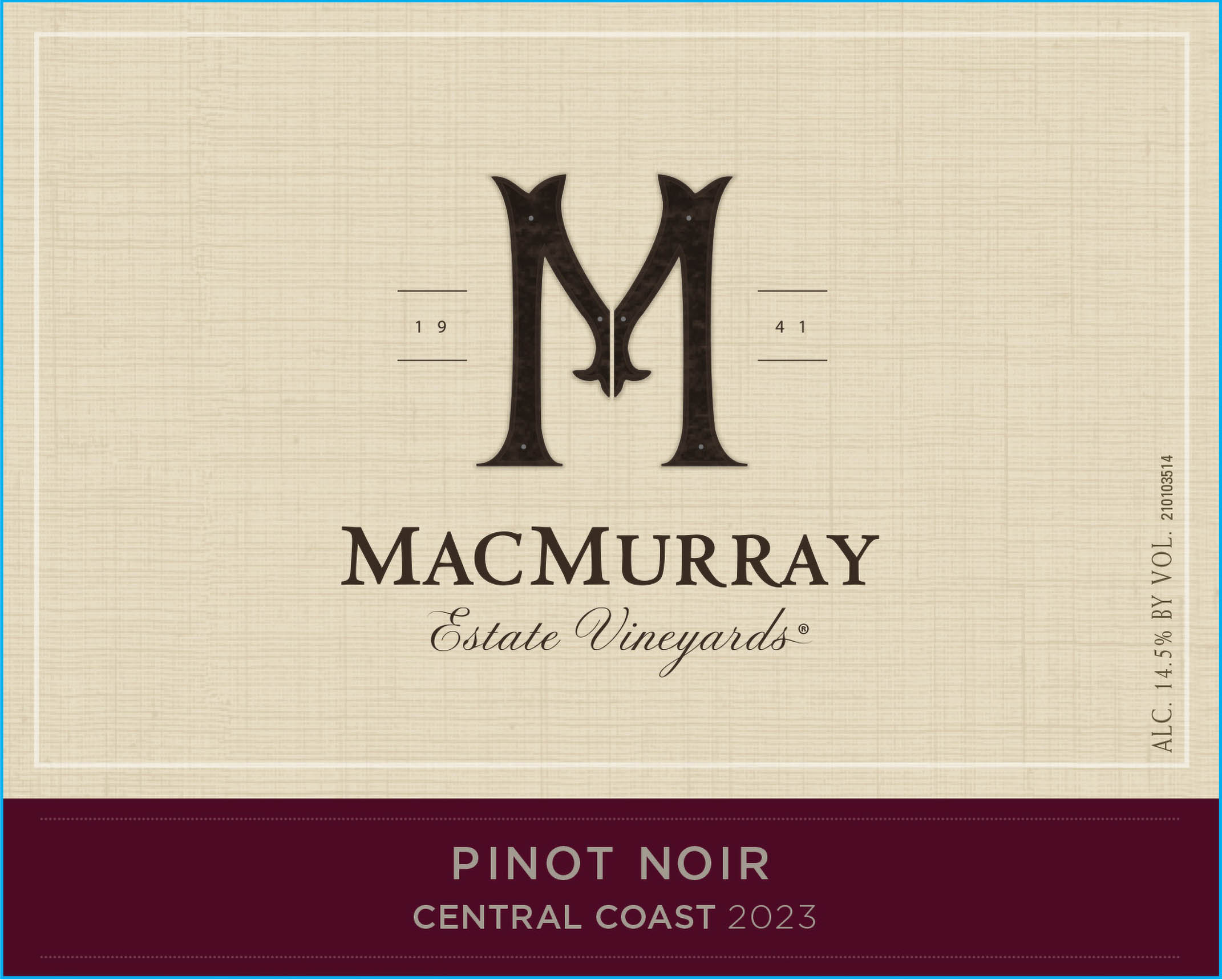 TABC label artwork for MacMurray Estate Vineyards Pinot Noir Central Coast