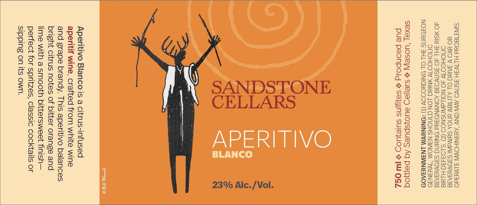 TABC label artwork for Sandstone Cellars Aperitivo Blanco