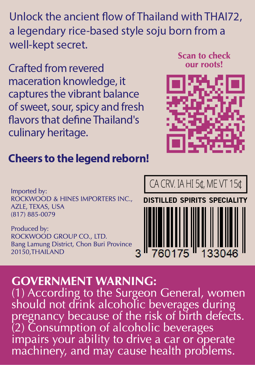 TABC label artwork for Thai 72 Thailand Style Soju