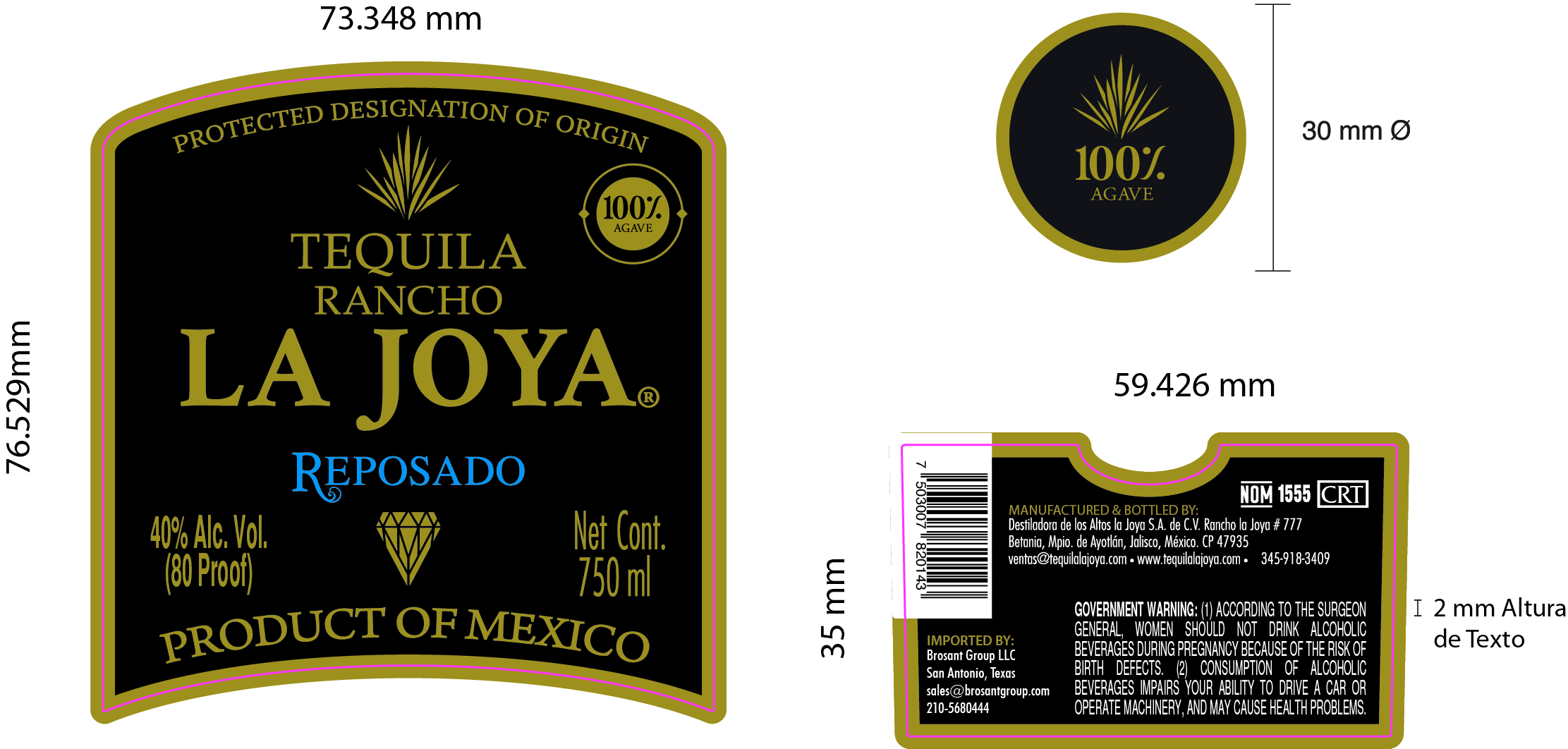 TABC label artwork for Tequila La Joya Reposado