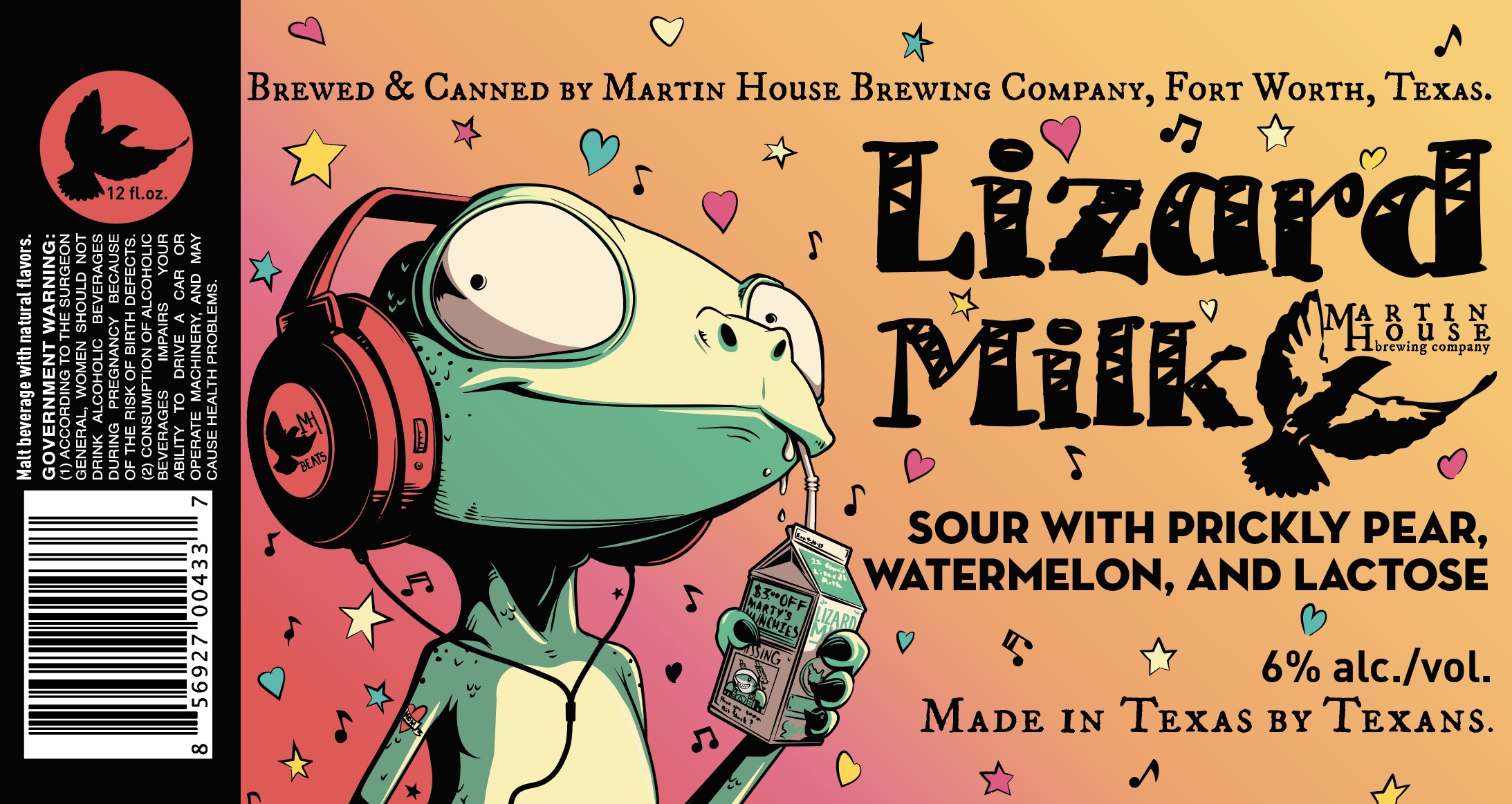TABC label artwork for Lizard Milk Can